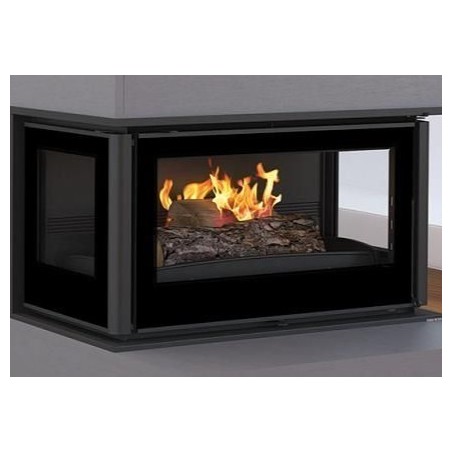 Inserção de madeira 3 lados envidraçado Bronpi Paris 90-3-C 14kW com turbina