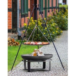 Viking King Brazier e Tripé 80cm com Grade em Aço Inox