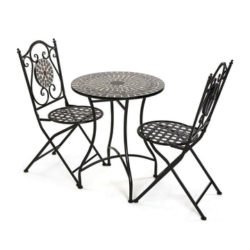 Ensemble Table + 2 Chaises Versa Neilos Noir 60 x 71 x 60 cm