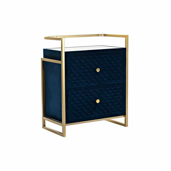 Table de Nuit DKD Home Decor 60 x 35 x 74 cm Verre Bleu Doré