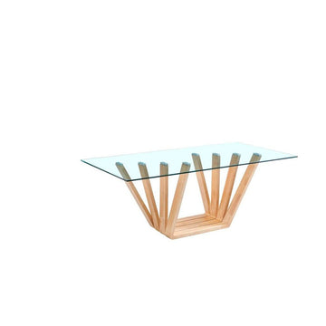 Table de Salle à Manger DKD Home Decor Verre Marron Transparent noyer (200 x 100 x 75 cm)