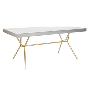 Table de Salle à Manger DKD Home Decor Gris Doré Blanc Laiton Bois de manguier (180 x 90 x 76 cm)