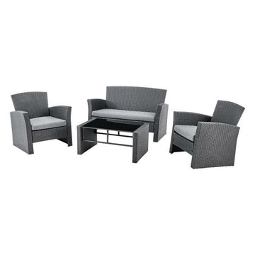 Ensemble Table avec 3 Sièges DKD Home Decor Gris 124 x 72 x 75 cm 121 x 63 x 73 cm rotin synthétique