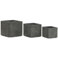 Set de pots de fleurs Home ESPRIT Gris foncé Fibre de Verre Magnésium 44,5 x 44,5 x 43 cm (3 Unités)