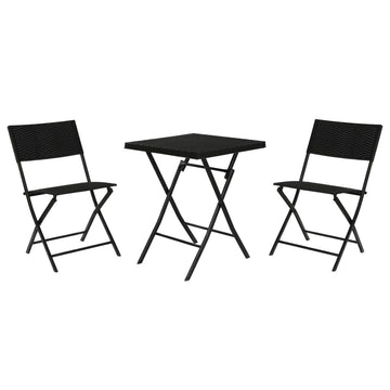 Ensemble Table + 2 Chaises Home ESPRIT Noir Acier rotin synthétique 58 x 58 x 71,5 cm