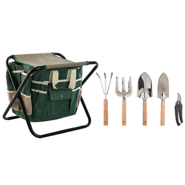 Kit d'outils de jardin Home ESPRIT 7 Pièces Noir Vert Argenté 40 x 28 x 35 cm