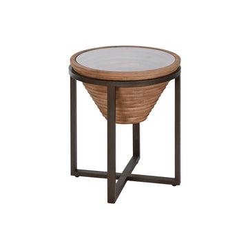 Table d'appoint Home ESPRIT Noir Naturel Verre Sapin 46 x 46 x 55,5 cm