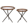 Jeu de 2 tables Home ESPRIT Noir Naturel Verre Sapin 65 x 65 x 66 cm