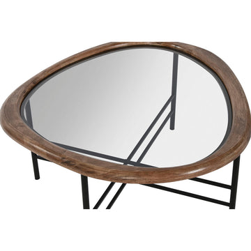 Table Basse Home ESPRIT Marron Noir Naturel Verre Bois d'épicéa 76 x 81 x 38 cm