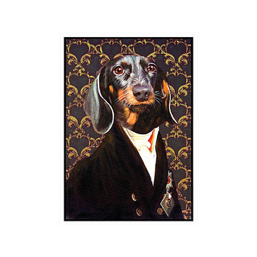 Cadre Romimex Noir Doré Toile Chien 70 x 100 x 4 cm