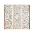 Jeu de 3 tableaux Romimex Blanc Naturel Bois MDF 30 x 90 x 4 cm