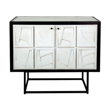 Buffet Romimex Blanc Noir Bois 42 x 92 x 102 cm