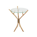 Table d'appoint Romimex Naturel verre bois de teck 45 x 60 x 45 cm