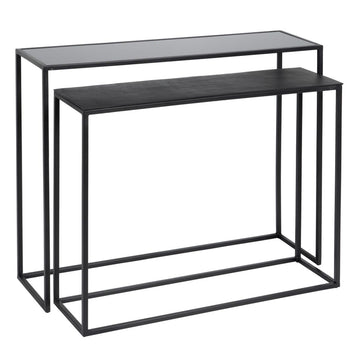 Console Noir Aluminium Verre Fer 98 x 28 x 82 cm (2 Unités)