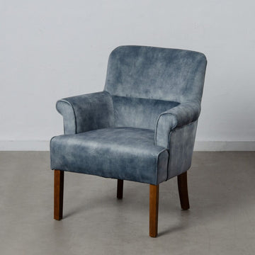 Fauteuil 77 x 64 x 88 cm Tissu Synthétique Bois Bleu clair