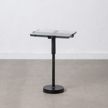 Table d'appoint 41 x 32 x 59 cm Verre Noir Métal