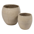 Set de pots de fleurs Crème Céramique 55 x 55 x 55 cm (2 Unités)