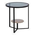 Table d'appoint Noir Naturel Verre Fer 45 x 45 x 50 cm