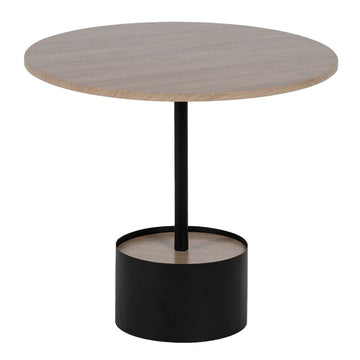 Table Basse Noir Naturel Fer Bois MDF 50 x 50 x 45 cm