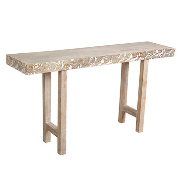 Console Romimex Blanc Naturel Bois de manguier Bois MDF 140 x 74 x 35 cm