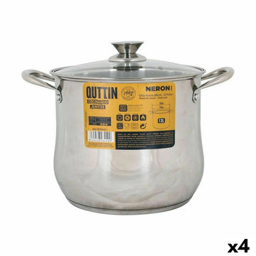 Casserole avec couvercle en verre Quttin New Neron Acier 25,7 x 21,5 cm (4 Unités)