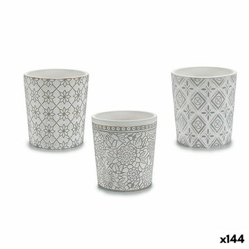 Cache-pot Modèle Blanc Gris Céramique 12,3 x 12 x 12,3 cm (144 Unités)