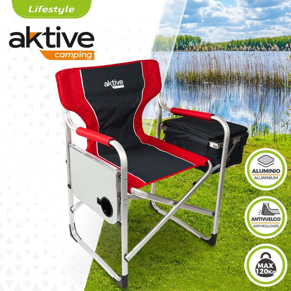 Chaise de camping pliante Aktive Gris Rouge 61 x 92 x 52 cm (2 Unités)