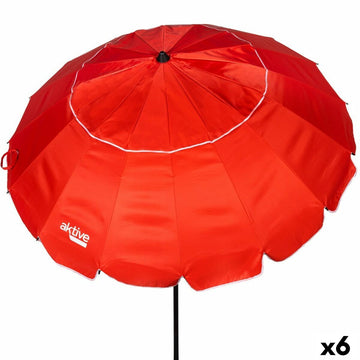 Parasol Aktive Rouge Aluminium 240 x 235 x 240 cm (6 Unités)