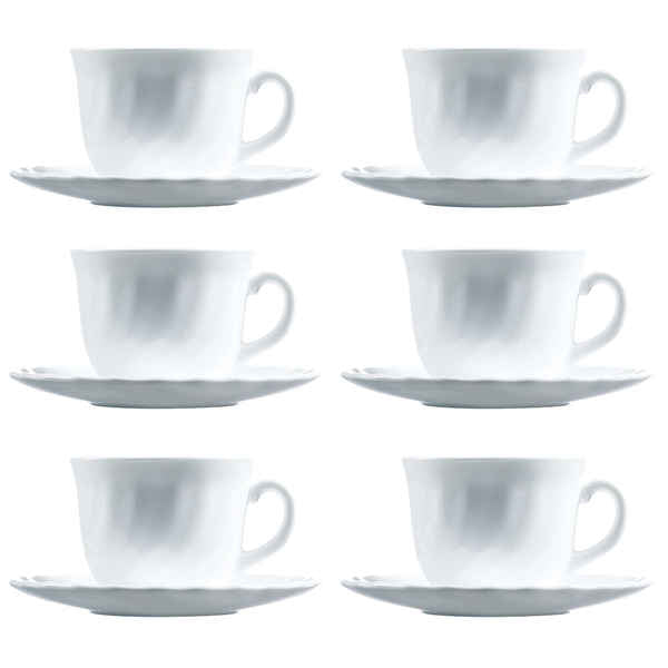 Lot de tasses avec soucoupes Luminarc Trianon (6 pcs) Blanc verre 22 cl