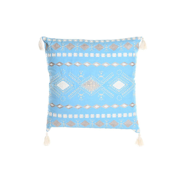 Coussin DKD Home Decor Bleu Polyester Coton Blanc (60 x 20 x 60 cm)