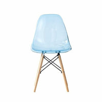 Chaise de Salle à Manger DKD Home Decor Naturel Bleu PVC Bouleau (50 x 46 x 83,5 cm)