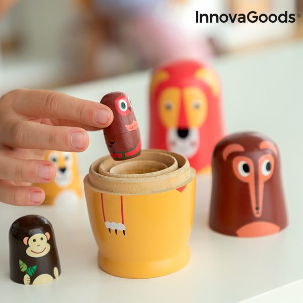 Poupée russe en bois avec figurines d'animaux Funimals InnovaGoods 11 Pièces