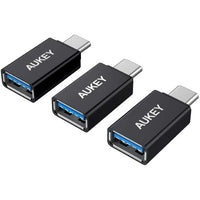 Adaptateur USB C vers USB 3.0 Aukey OTG Noir (3 pcs) (Refurbished A+)